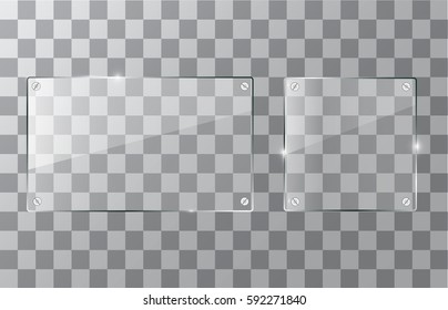 Vector square glass frame. Isolated on transparent background. Vector illustration, eps 10.