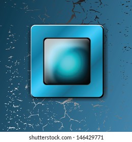 vector square glossy glass blue blank button web icon