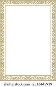 Vector cuadrado oro antiguo adorno ruso. Rectángulo eslavo, borde, marco. Pintura de las cámaras reales.
