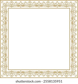 Vector square gold ancient Russian ornament. Slavic rectangle, border, frame. Painting of the royal chambers.
