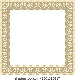 Vector square gold ancient Russian ornament. Slavic rectangle, border, frame. Painting of the royal chambers.
