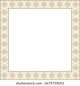 Vector cuadrado oro antiguo adorno ruso. Rectángulo eslavo, borde, marco. Pintura de las cámaras reales.
