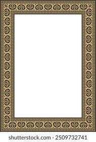 Vetor quadrado ouro e preto antigo ornamento russo. Retângulo eslavo, borda, quadro. Pintura das câmaras reais.
