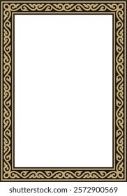 Vector square gold and black ancient Russian ornament. Slavic rectangle, border, frame. Painting of the royal chambers.
