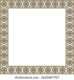 Vector square gold and black ancient Russian ornament. Slavic rectangle, border, frame. Painting of the royal chambers.

