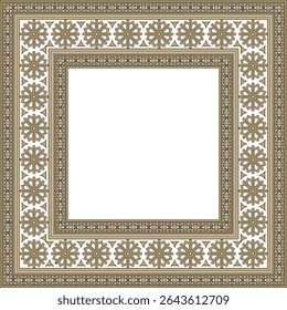 Vector square gold and black ancient Russian ornament. Slavic rectangle, border, frame. Painting of the royal chambers.
