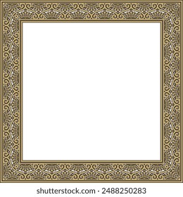 Vector de oro cuadrado con borde negro, marco, Pompeya. Rectángulo Neopolitan ornamento. Arte de la Antigua Roma. Plantilla para vidrieras
