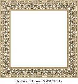 Vector square gold with black border, frame, Pompeii. Rectangle Neopolitan ornament. Art of Ancient Rome. Template for stained glass
