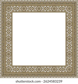 Vector square gold with black border, frame, Pompeii. Rectangle Neopolitan ornament. Art of Ancient Rome. Template for stained glass

