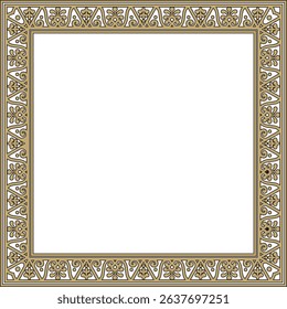 Vector square gold with black border, frame, Pompeii. Rectangle Neopolitan ornament. Art of Ancient Rome. Template for stained glass
