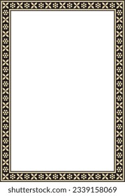 Vektorquadratisches Gold mit schwarzem indischen Nationalverzierungen. Ethnische Pflanzengrenze. Blumen Rahmen. Pflaumen und Blätter.