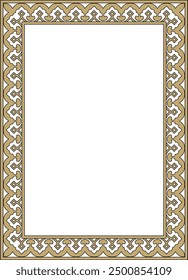 Vector square gold with black national Persian ornament. Rectangle, frame, border, ethnic pattern of the peoples of Iran, Iraq, Tajikistan
