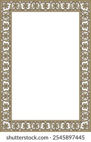 Vector square gold with black national Persian ornament. Rectangle, frame, border, ethnic pattern of the peoples of Iran, Iraq, Tajikistan
