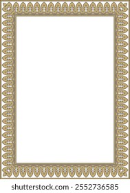 Vector square gold with black national Persian ornament. Rectangle, frame, border, ethnic pattern of the peoples of Iran, Iraq, Tajikistan
