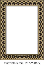 Vector square gold with black national Persian ornament. Rectangle, frame, border, ethnic pattern of the peoples of Iran, Iraq, Tajikistan
