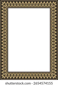 Vektor quadratisches Gold mit schwarzem nationalen persischen Ornament. Rechteck, Rahmen, Grenze, ethnisches Muster der Völker des Iran, Iraks, Tadschikistans
