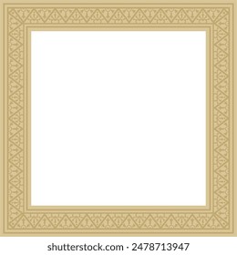 Vector square gold border, frame, Pompeii. Rectangle Neopolitan ornament. Art of Ancient Rome. Template for stained glass
