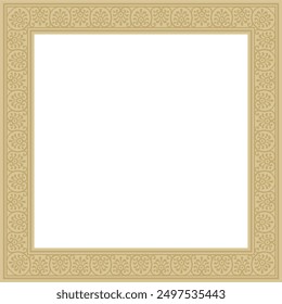Vector square gold border, frame, Pompeii. Rectangle Neopolitan ornament. Art of Ancient Rome. Template for stained glass
