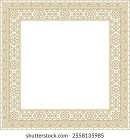 Vector square gold border, frame, Pompeii. Rectangle Neopolitan ornament. Art of Ancient Rome. Template for stained glass
