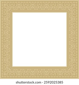 Vector square gold border, frame, Pompeii. Rectangle Neopolitan ornament. Art of Ancient Rome. Template for stained glass
