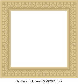 Vector square gold border, frame, Pompeii. Rectangle Neopolitan ornament. Art of Ancient Rome. Template for stained glass
