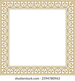 Vector square gold border, frame, Pompeii. Rectangle Neopolitan ornament. Art of Ancient Rome. Template for stained glass
