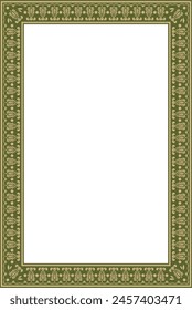 Vektorgrafik quadratisch gold und grün indischen nationalen Ornament. Ethnische Pflanzengrenze. Blumenrahmen. Mohn und Blätter.
