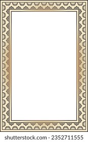 Oro vectorial cuadrado con adorno nacional indio rojo. Frontera de plantas étnicas. Marco de flores. Cachorros y hojas.
