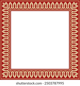 Vektor quadratisches Gold mit roten nationalen persischen Ornament. Rechteck, Rahmen, Grenze, ethnisches Muster der Völker des Iran, Iraks, Tadschikistans
