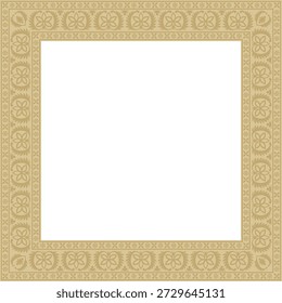 Vector cuadrado de oro indio nacional ornamento. Frontera vegetal étnica. Marco de flores. Amapolas y hojas.
