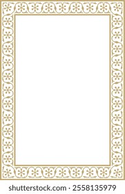 Vector square golden national Persian ornament. Rectangle, frame, border, ethnic pattern of the peoples of Iran, Iraq, Tajikistan
