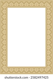 Vector square golden national Persian ornament. Rectangle, frame, border, ethnic pattern of the peoples of Iran, Iraq, Tajikistan
