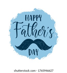 Vector square greeting card for Father's day. Card with mustache silhouette and greetings.