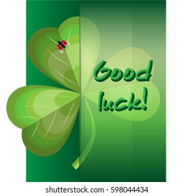 Vector square greeting card for St. Patrick's Day. 
Shamrock on a green gradient background, with a translucent jumper.
