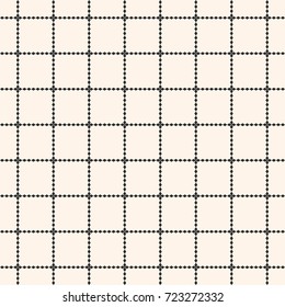 Vector square grid seamless pattern. Abstract geometric texture with lattice, cross jagged lines. Simple monochrome ornamental background, repeat tiles. Design element for decoration, fabric, textile 