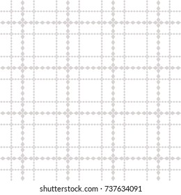 Vector square grid seamless pattern in light pastel colors, white and beige. Abstract geometric texture with lattice, rhombus shapes, cross lines. Simple background, repeat tiles. Decorative design 
