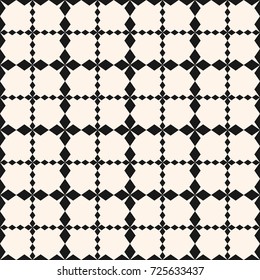Vector square grid texture. Abstract geometric seamless pattern with lattice, rhombus shapes, jagged lines. Simple monochrome background, repeat tiles. Modern design for decor, prints, textile, fabric