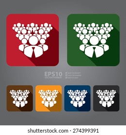 Vector : Square Group of Businessman Sign Flat Long Shadow Style Icon, Label, Sticker, Sign or Banner