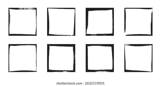 Vector Square In Grunge Style Frames Set