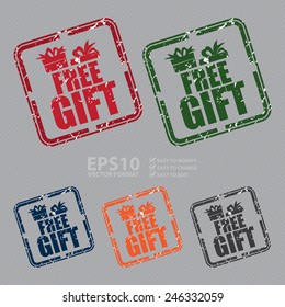 Vector : Square Grunge Style Free Gift Rubber Stamp, Icon or Label