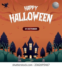 Vector Square Happy Halloween Background Template