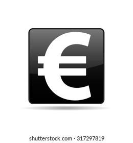 Vector square icon black with white euro banknotes