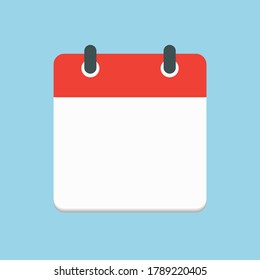 Vector square icon calendar day. Empty space for vector illustration flat style. Date day of month Sunday, Monday, Tuesday, Wednesday, Thursday, Friday, Saturday.