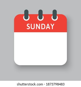 Icono de cuadrado vector página de calendario semana - domingo. Espacio vacío para el estilo plano de ilustración vectorial. Lista de días de fecha del mes Domingo