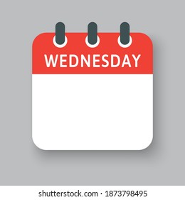 Vector square icon calendar page day week - Wednesday. Empty space for vector illustration flat style. Date days list of month Wednesday