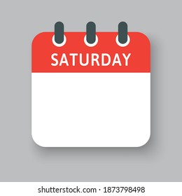 Icono de cuadrado vector página de calendario semana - sábado. Espacio vacío para el estilo plano de ilustración vectorial. Lista de días de fecha de mes Sábado