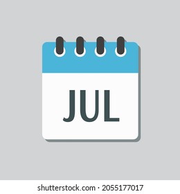 Vector square icon calendar page summer month of the year - July. Empty space for text. Date days to-do list of July. Reminder, schedule line simple sign. Organizer concept.