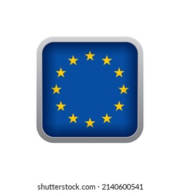 Vector square icon of European Union flag. Isolated on white background