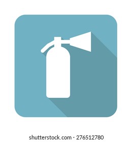 Vector square icon with image of extinguisher, isolated on white
