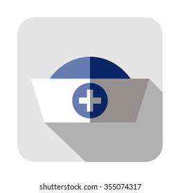 Vector square icon of medical cap, isolated on the white background